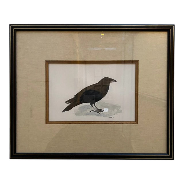 Realist Watercolor Painting of Crow, 2012 For Sale