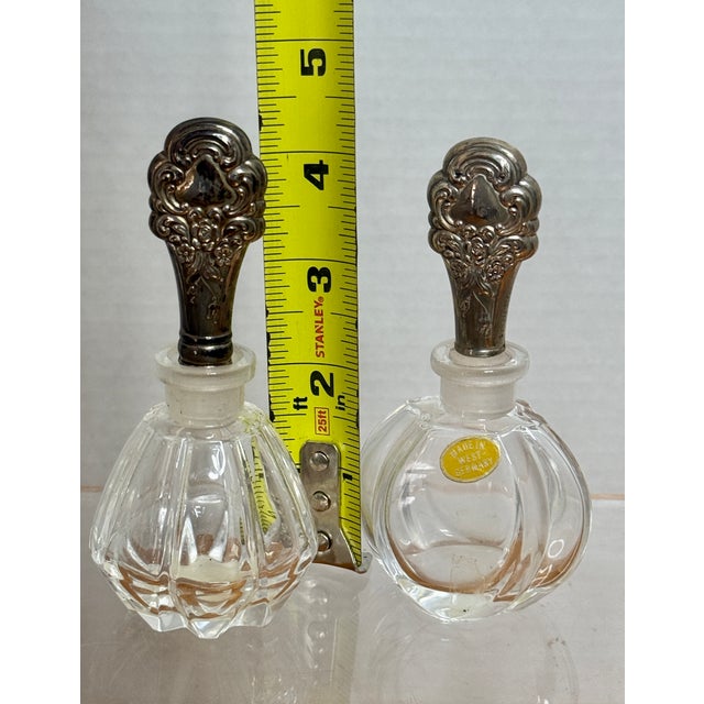 Glass 1940s Towle Old Master Pattern SterlingTop Crystal Perfume Bottles For Sale - Image 7 of 9