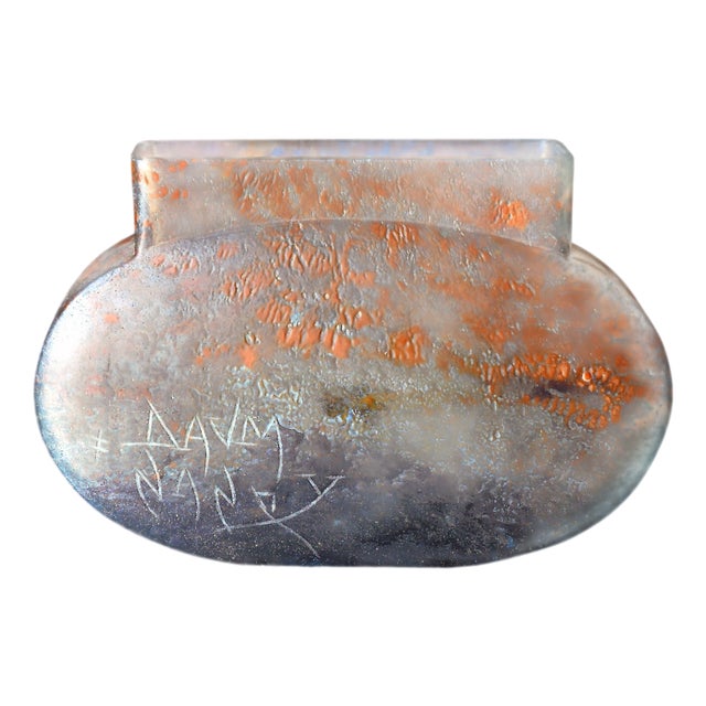 Art Nouveau Garden Vase in Orange Glass Paste from Daum Nancy, 1890s For Sale