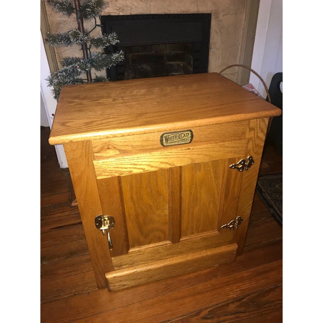 Vintage White Clad Simmons Hardware Co. Oak Ice Box End Table Chairish
