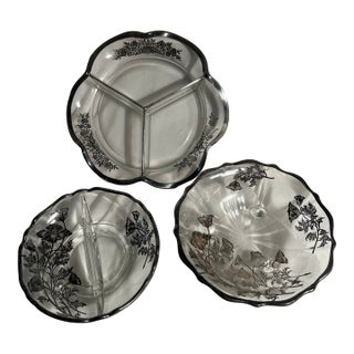 Vintage Silver City Glass Serving Pieces - Set of 3 For Sale