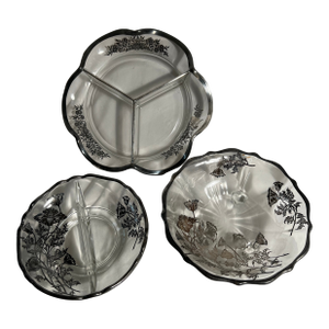 Vintage Silver City Glass Serving Pieces - Set of 3