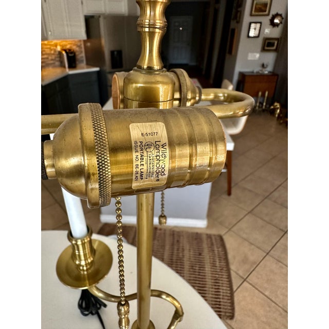 Pair Brass Bouillotte Candleholder Table Lamps Wildwood For Sale - Image 13 of 15