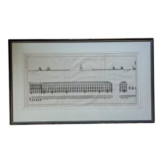 Antique 1765 Neoclassical Architectural Engraving, Place Louis XV Paris, by Pierre Patte, Pl. Iv, Framed For Sale