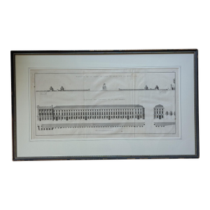 Antique 1765 Neoclassical Architectural Engraving, Place Louis XV Paris, by Pierre Patte, Pl. Iv, Framed