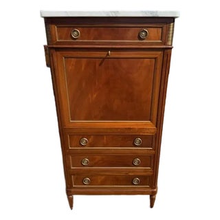 19th Century French Louis XVI Secretary Desk Carrara Marble Top For Sale