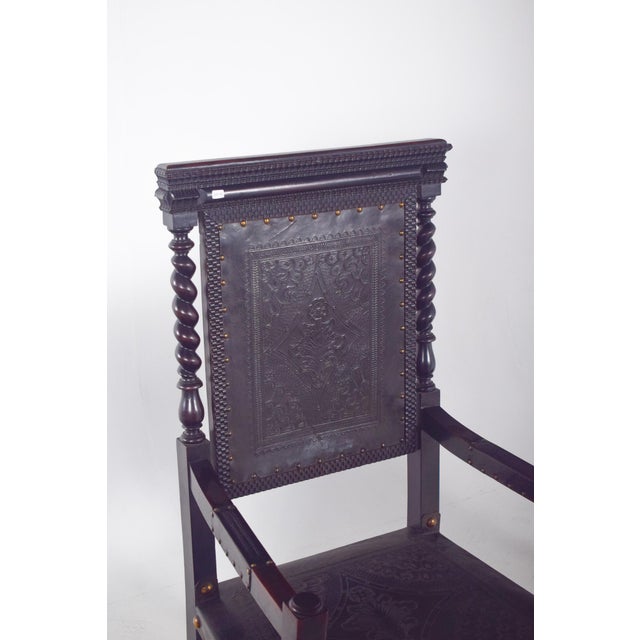 Black Leather Dining Chairs, 1920s, Set of 6 For Sale - Image 8 of 14