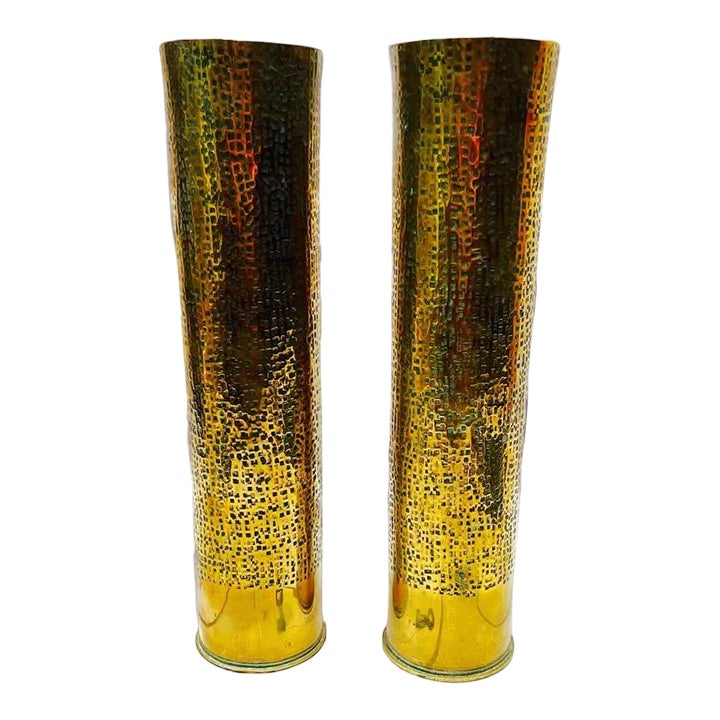 Pair of Early 20th Century Trench Artillery Shell Art Vases Chairish
