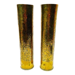 Pair of Early 20th Century Trench Artillery Shell Art Vases