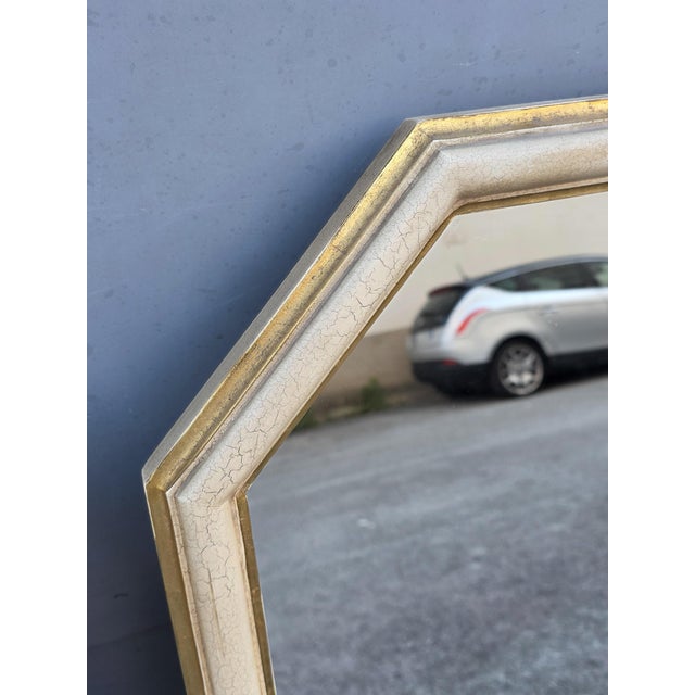 Venetian Louis XVI Baroque Style Octagonal Lacquered Mirrors, 1940, Set of 2 For Sale - Image 4 of 10
