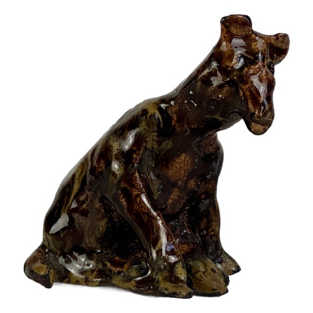 Small Vintage Hand Made Ceramic Sculpture of Mule / Horse in Glazed Brown For Sale