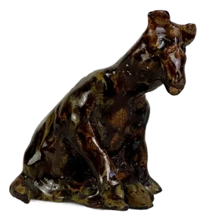 Small Vintage Hand Made Ceramic Sculpture of Mule / Horse in Glazed Brown