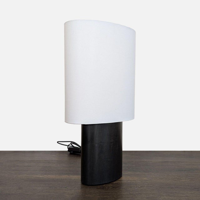Modern Modern Room & Board Haddie Modern Black Oak Table Lamp With White Shade For Sale - Image 3 of 6
