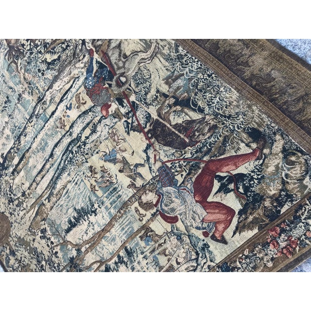 Cream Vintage French Aubusson Style Tapestry For Sale - Image 8 of 11