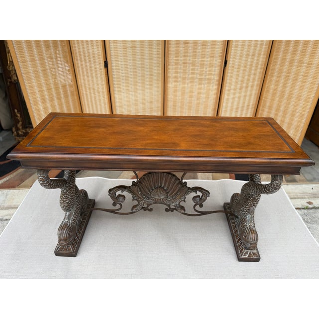 Hollywood Regency 1980s Koi Fish Motif Console Table – Sculptural Coastal Hollywood Regency Style For Sale - Image 3 of 18