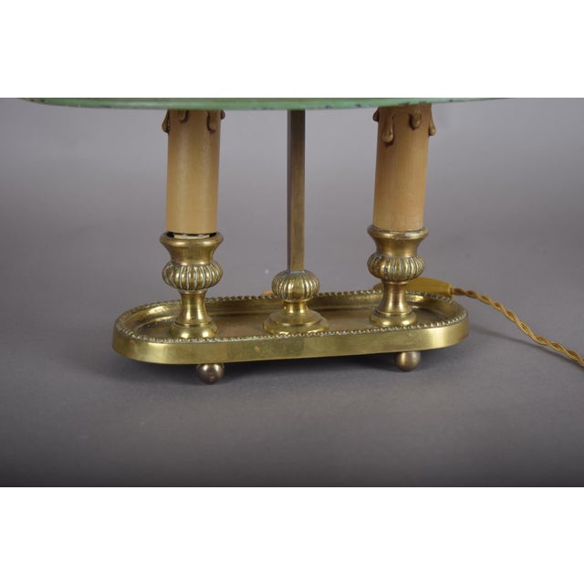 Metal French Bouillotte Two-Light Table Lamp with Green Tôle Shade, 1930s For Sale - Image 7 of 11