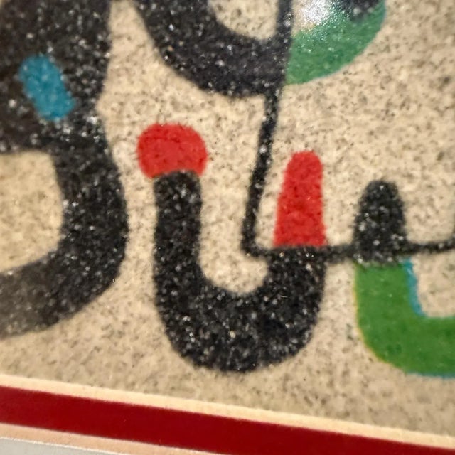 Stone Mid-Century Modern Sand Art Painting, Abstract Surrealism Unsigned Joan Miro Era For Sale - Image 7 of 9