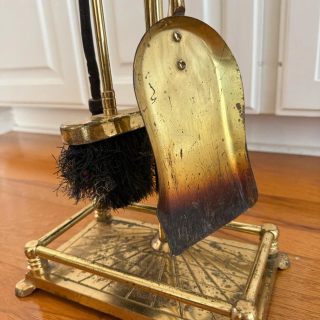 Vintage Brass Mallard Duck Fireplace Tool Set: 5-Piece Figural Fire Tools For Sale In Austin - Image 6 of 10