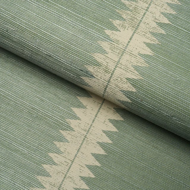 Schumacher Schumacher Bristle Stripe Sisal Wallpaper In Seaglass For Sale - Image 4 of 5