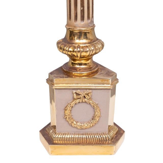 Antique Empire Brass Column Table Lamps, 1950s, Set of 2 For Sale - Image 4 of 9