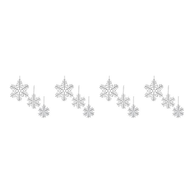Glittered Wire Snowflake Ornament (Set of 12) For Sale In Chicago - Image 6 of 6