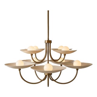 9 Light Brass Chandelier, Mid Century Modern Globe Light, Handmade Antique Brass Ceiling Fixture, Luxury Dining Room Lighting For Sale