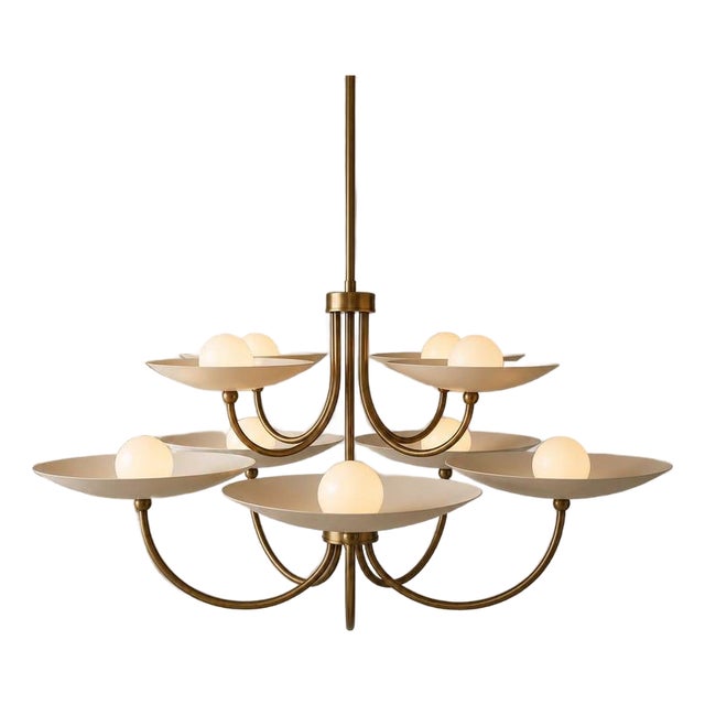 9 Light Brass Chandelier, Mid Century Modern Globe Light, Handmade Antique Brass Ceiling Fixture, Luxury Dining Room Lighting For Sale