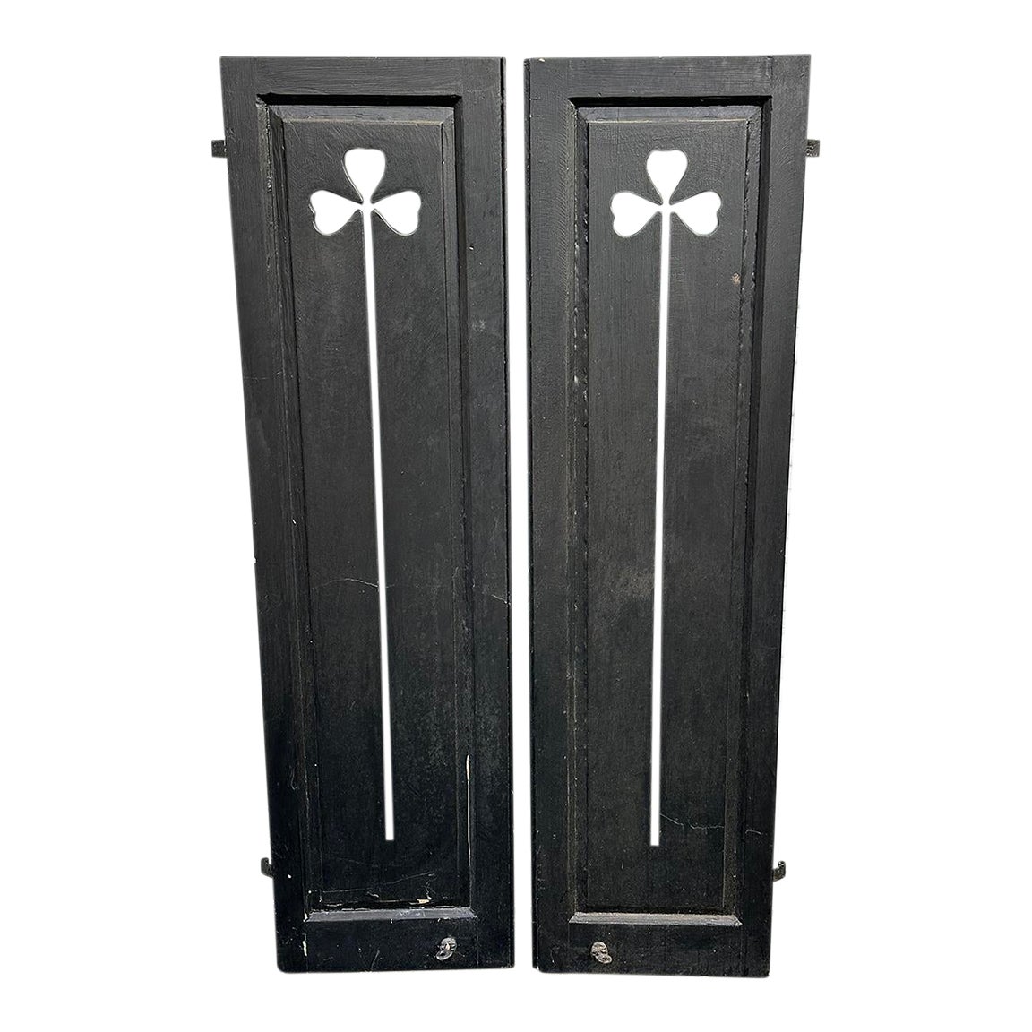 Pair of Antique Arts & Crafts Custom Wood Shutters With Shamrock Cut ...