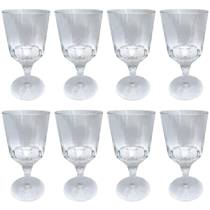 Set of Eight Hand-Blown Crystal Wine Glasses