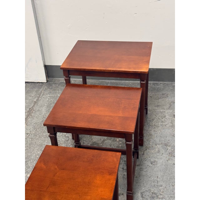 Traditional Wood Nesting Tables, Set of Three For Sale - Image 10 of 12