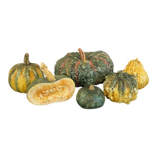 Mary Kirk Kelly Attributed Life Like Ceramic Autumn Gourds - Set of 6 For Sale