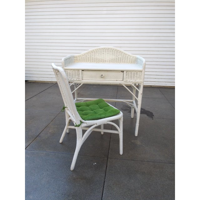 1970s Wicker Desk and Chair - Set of 2 For Sale - Image 11 of 13
