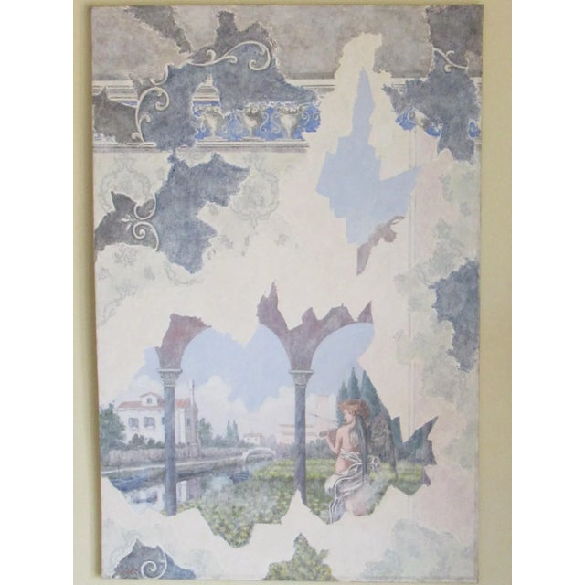 Gray 1980s Figurative Faux Stucco Painting by Novello For Sale - Image 8 of 8