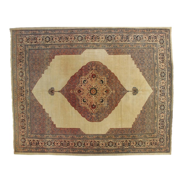Antique Tabriz Hadji Jalili Persian Rug 9'9x12'4 For Sale