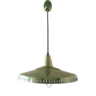 Vintage Green Metal Ceiling Lamp, 1950s For Sale