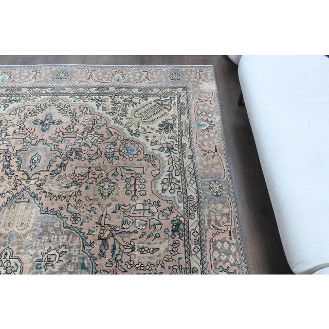 1970s 1970s Vintage Persian Handmade Wool Cotton Brown Area Rug For Sale - Image 5 of 11