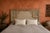 Indian King Size Headboard constructed from Antique Indian Architectural Components, featuring carved teakwood archway...