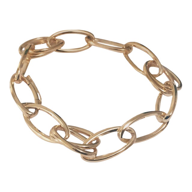 Christina Addison Yellow Gold Double Marquise Link Bracelet For Sale
