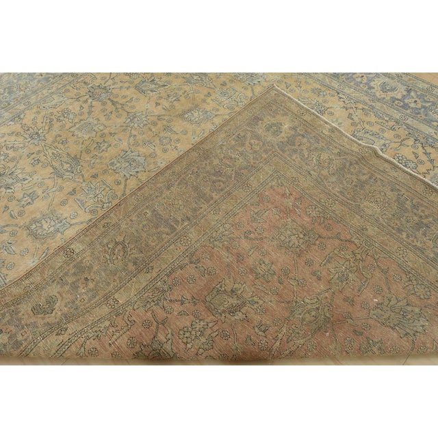 Tabriz Rug 10′ X 12’2” Pink Wool Vintage Distressed Hand-Knotted Carpet For Sale - Image 14 of 15