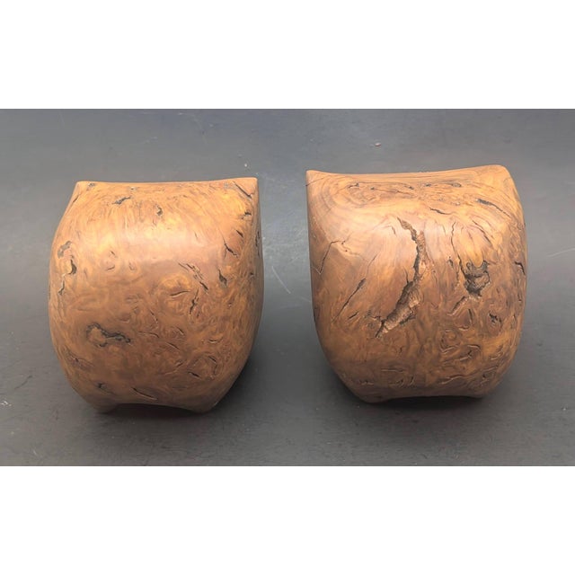 Late 20th Century Handcrafted Burl Wood Animal Figurines, a Pair For Sale - Image 5 of 11