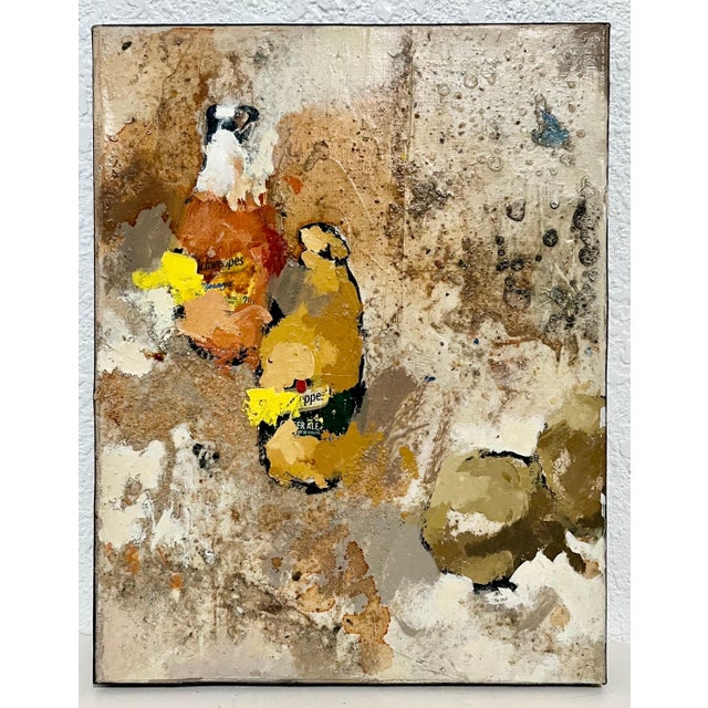 Jordi Prat Pons (Spanish, 1965) Mixed media paintings on canvas. Depicts a pair of Schweppes bottles. Not signed on front....