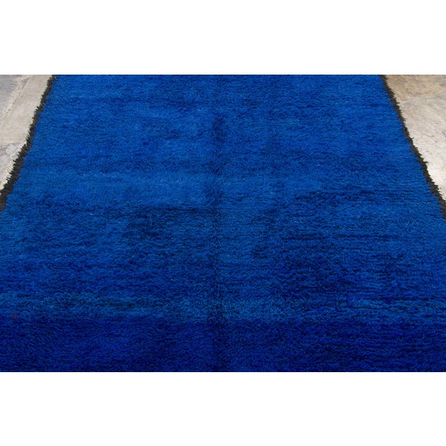 1950s Vintage Moroccan Wool Rug in Indigo Blue by Rug & Kilim, 1950-1959 For Sale - Image 5 of 9