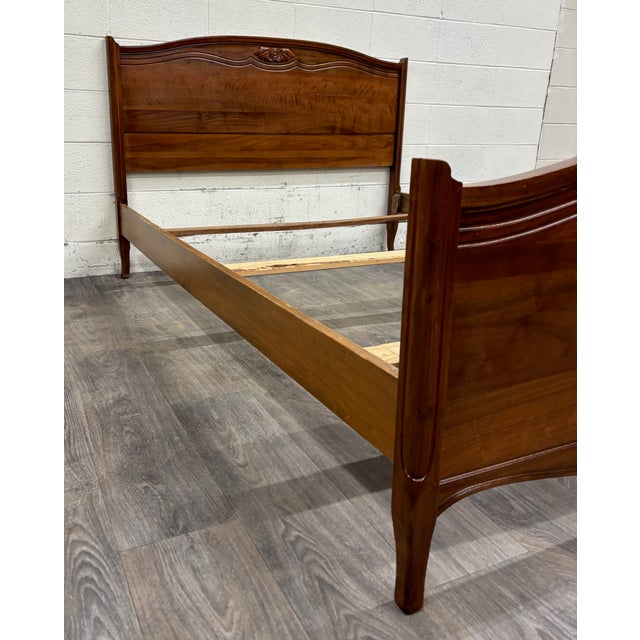 Wood Vintage Full Size Victorian Carved Solid Wood Bed For Sale - Image 7 of 12