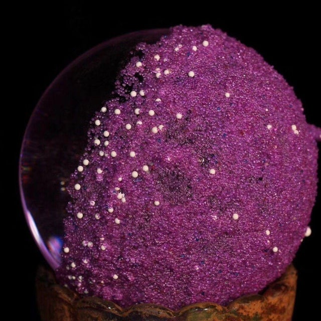 Late 19th Century Buddhist Relic Sphere With Etched Deity, 1516g, Purple Crystal Ball For Sale - Image 4 of 9