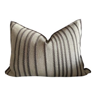 Custom French Linen Embroidered Double Sided Pillow With Insert For Sale