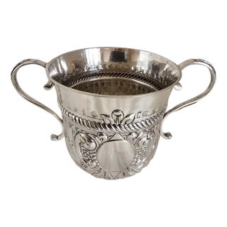 Antique Queen Anne Britannia Silver Porringer with 1709 Half Crown, 1709 For Sale