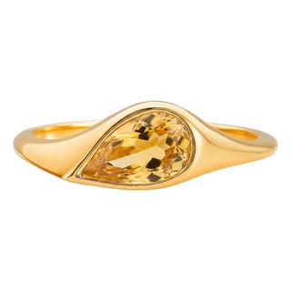 Pear Citrine East-West Ring, Size 7.5 For Sale