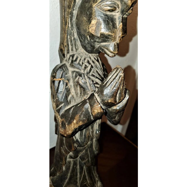 Vintage African Carved Wooden Nun For Sale - Image 9 of 11