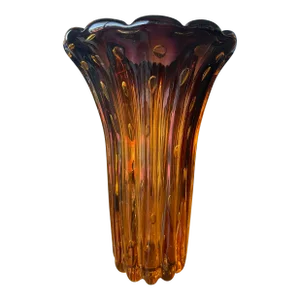 Vintage Bullicante Murano Attrributed Vase Dual Tone Hombre Italian Glass
