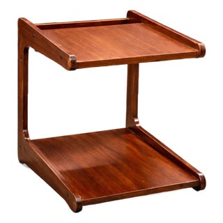 Geraldo De Barros for Hobjeto Bar Cart / Side Table in Brazilian Hardwood, Brazil, 1970s For Sale